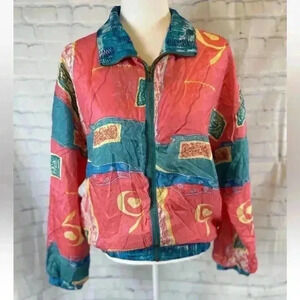 Vintage Rare FEEL FREE By G.C 100% Pure Silk Sequined Multicolor Jacket Size‎ S